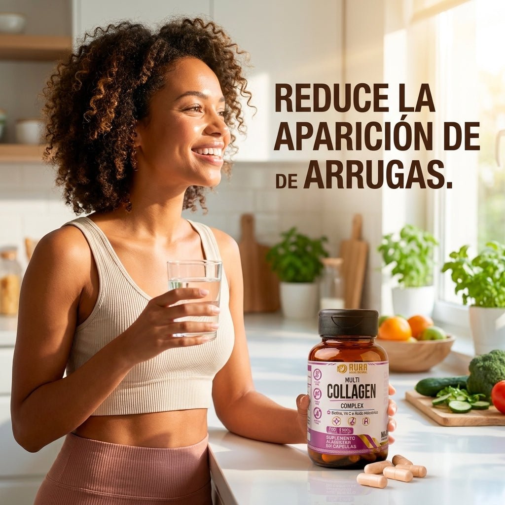 AURA Multicolágeno Complex | Fórmula Avanzada con Ácido Hialurónico | 120 caps.
