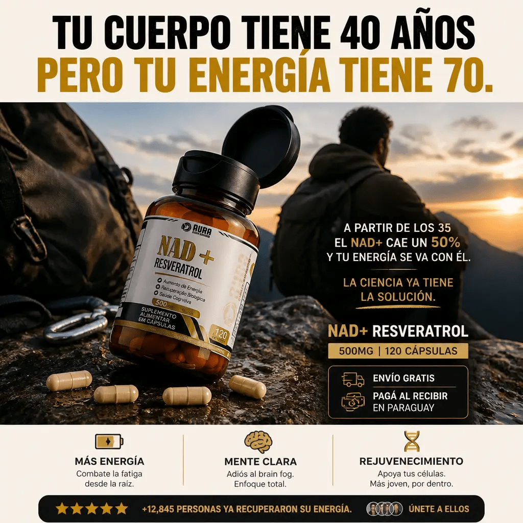 NAD+ Resveratrol 500mg – Suplemento Antienvejecimiento para Energía y Recuperación Celular 120 Cápsulas