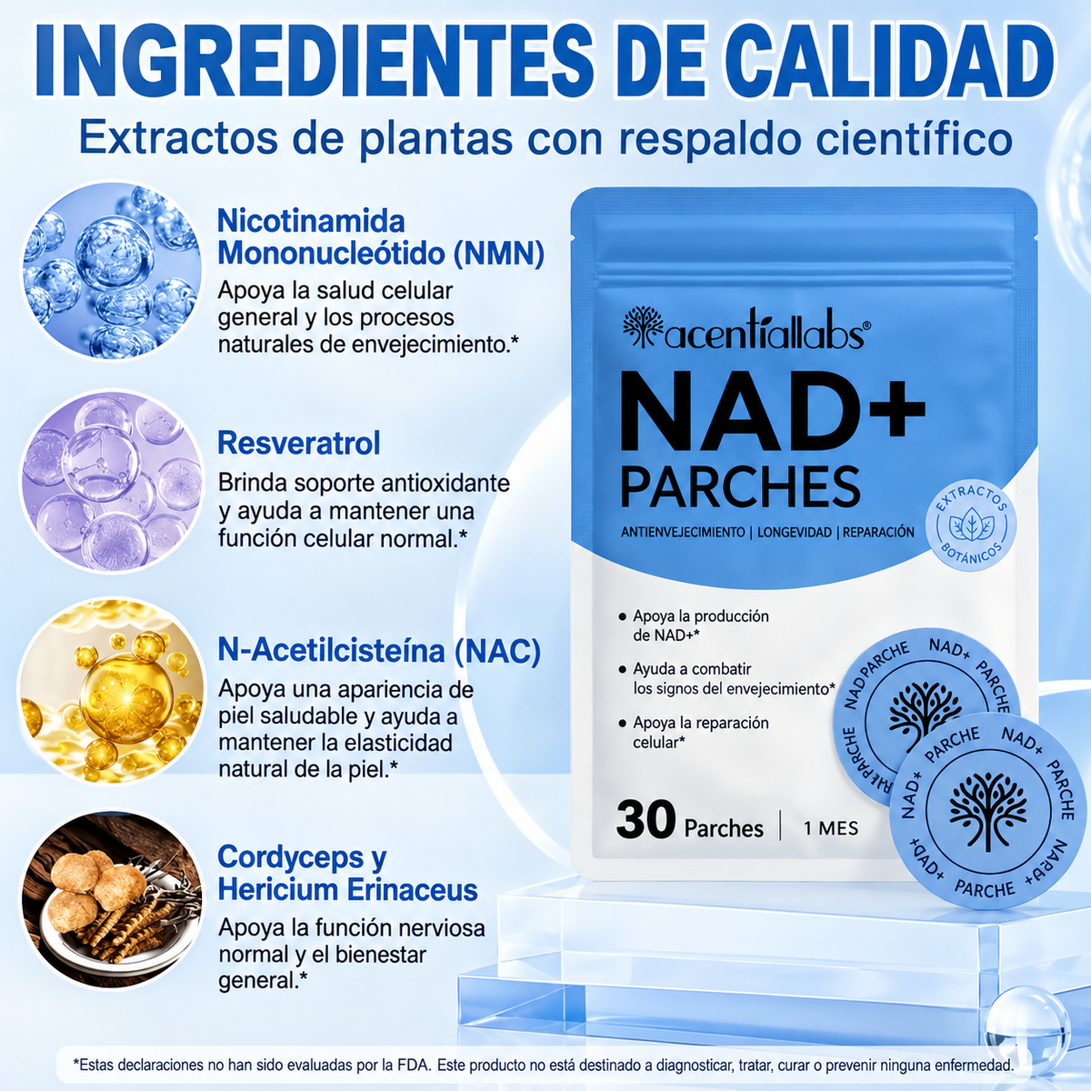 Parches NAD+ Acentia Labs | Pack de 30 días
