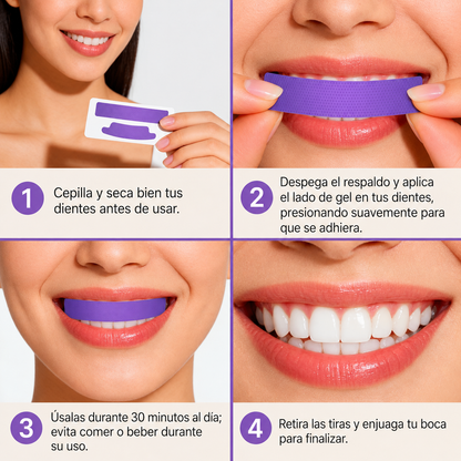 Purple Whitening Strips – Tiras Blanqueadoras con Tecnología PAP+