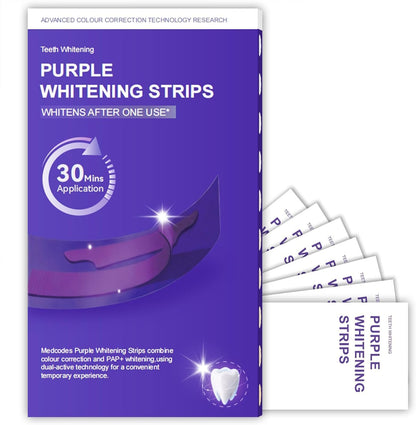 Purple Whitening Strips – Tiras Blanqueadoras con Tecnología PAP+