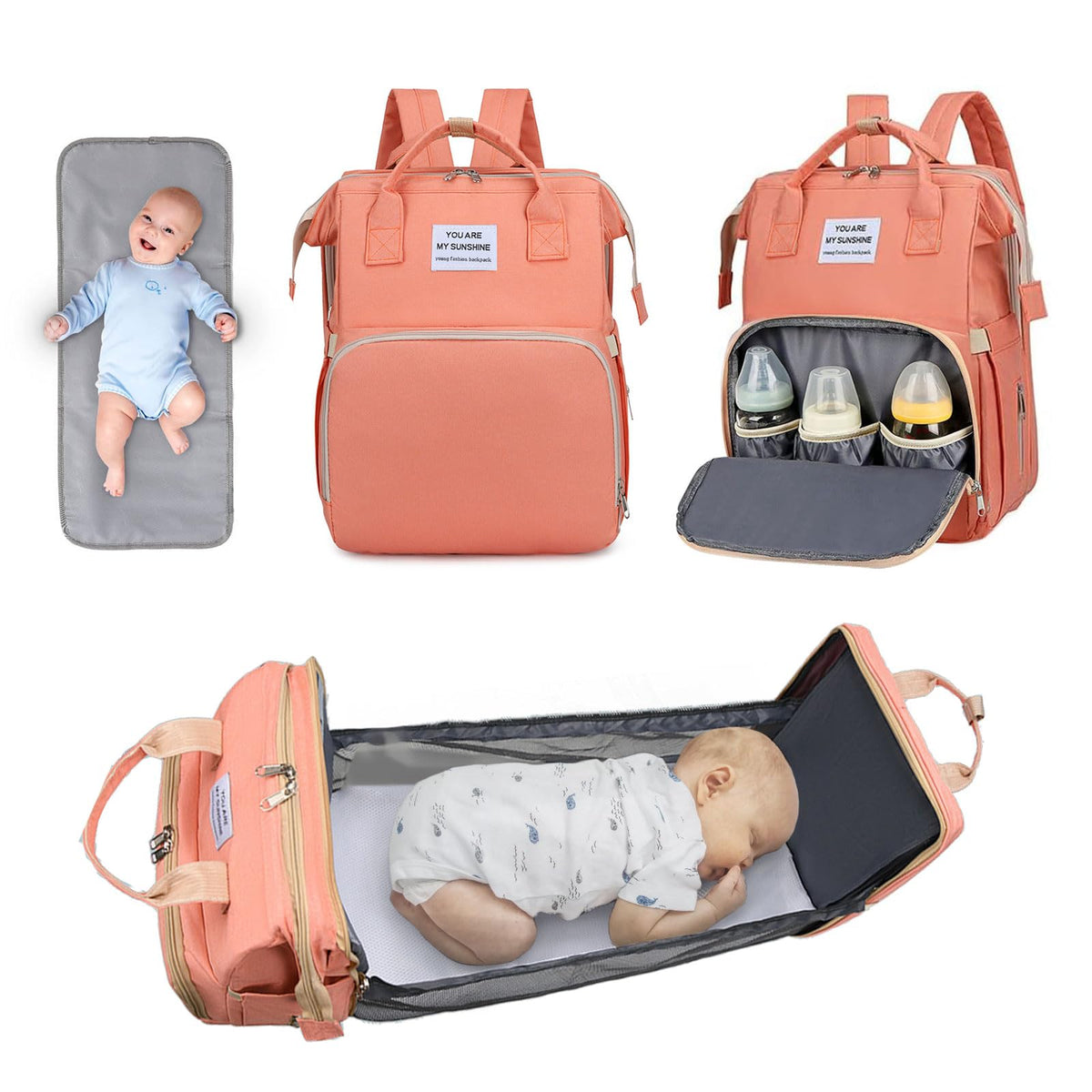 Mochila Pañalera 3 en 1: Mochila, Cuna y Cambiador
