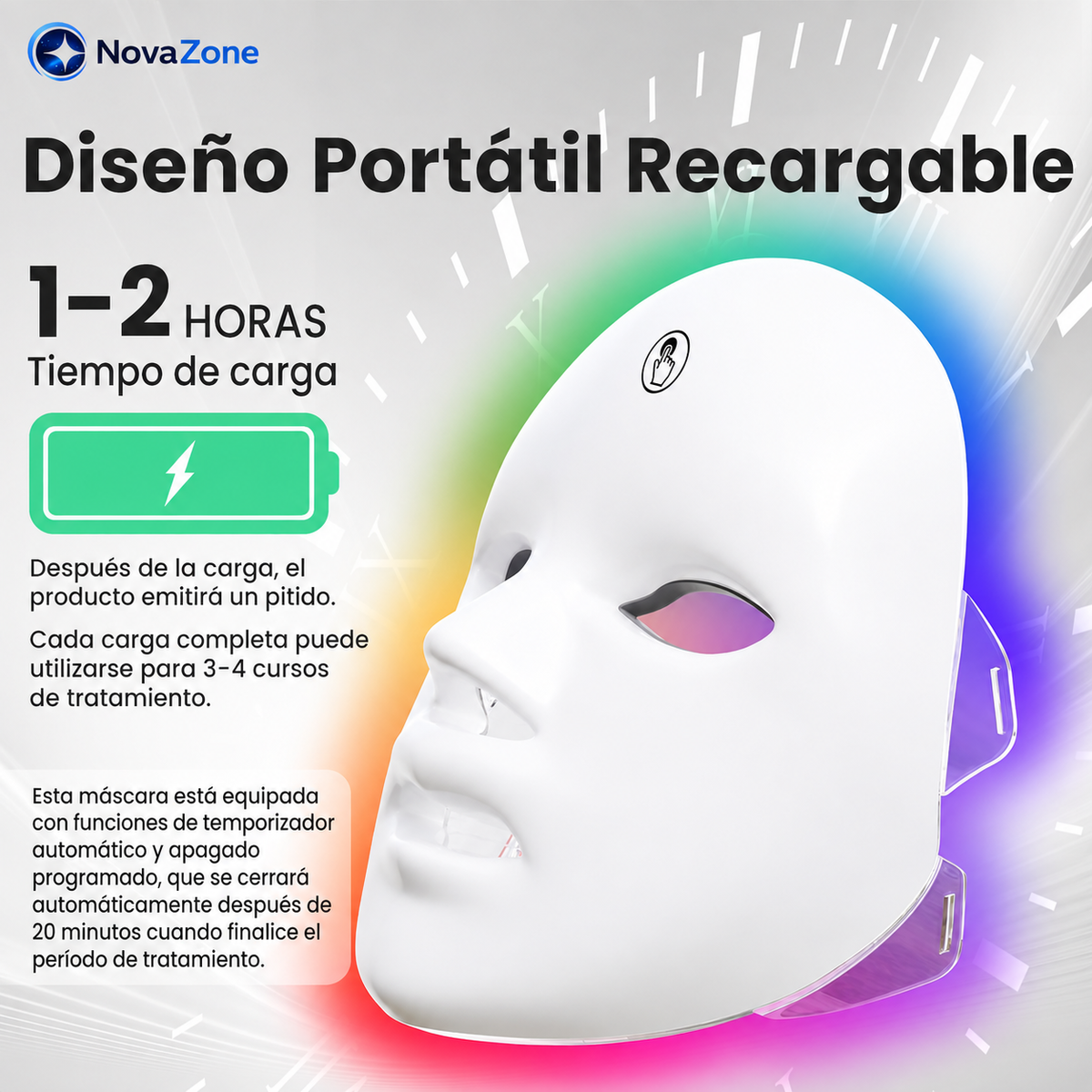 Mascara de Belleza Facial LED de 7 luces