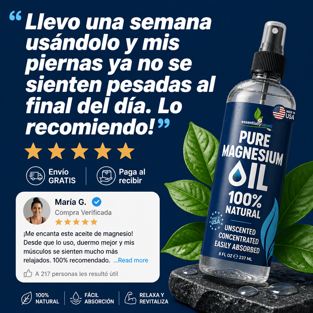 ACEITE DE MAGNESIO 100% PURO – Spray 237ml • Relaja Músculos, Mejora el Sueño y Alivia el Cansancio
