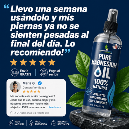 ACEITE DE MAGNESIO 100% PURO – Spray 237ml • Relaja Músculos, Mejora el Sueño y Alivia el Cansancio