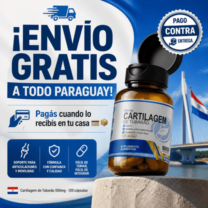 Cartílago de Tiburón Natural Aura 500mg - 120 Cápsulas | Suplemento para Huesos y Articulaciones