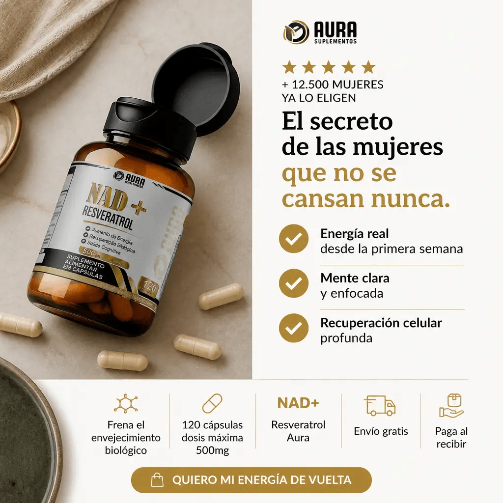 NAD+ Resveratrol 500mg – Suplemento Antienvejecimiento para Energía y Recuperación Celular 120 Cápsulas