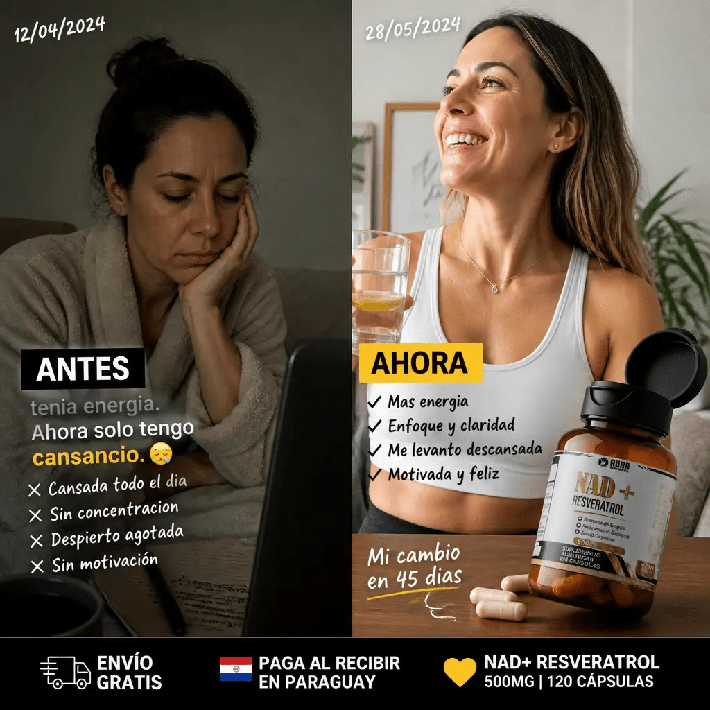 NAD+ Resveratrol 500mg – Suplemento Antienvejecimiento para Energía y Recuperación Celular 120 Cápsulas